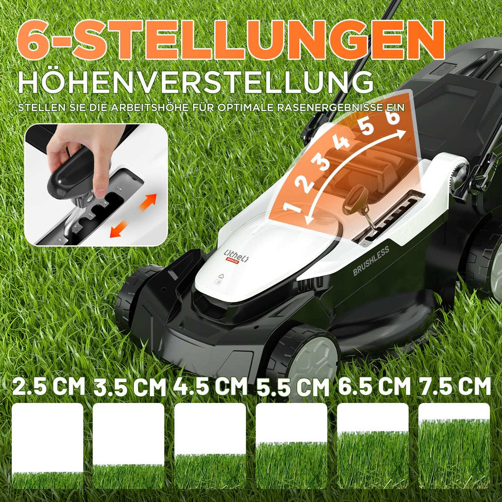 2025 Cortacésped inalámbrico Litheli 43 cm 2 x 20V con opciones de batería de 4,0 Ah