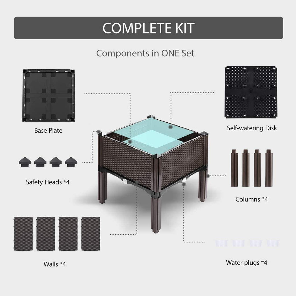 Kit de Jardín Elevado de Plástico para Plantas y Verduras – Set de 4