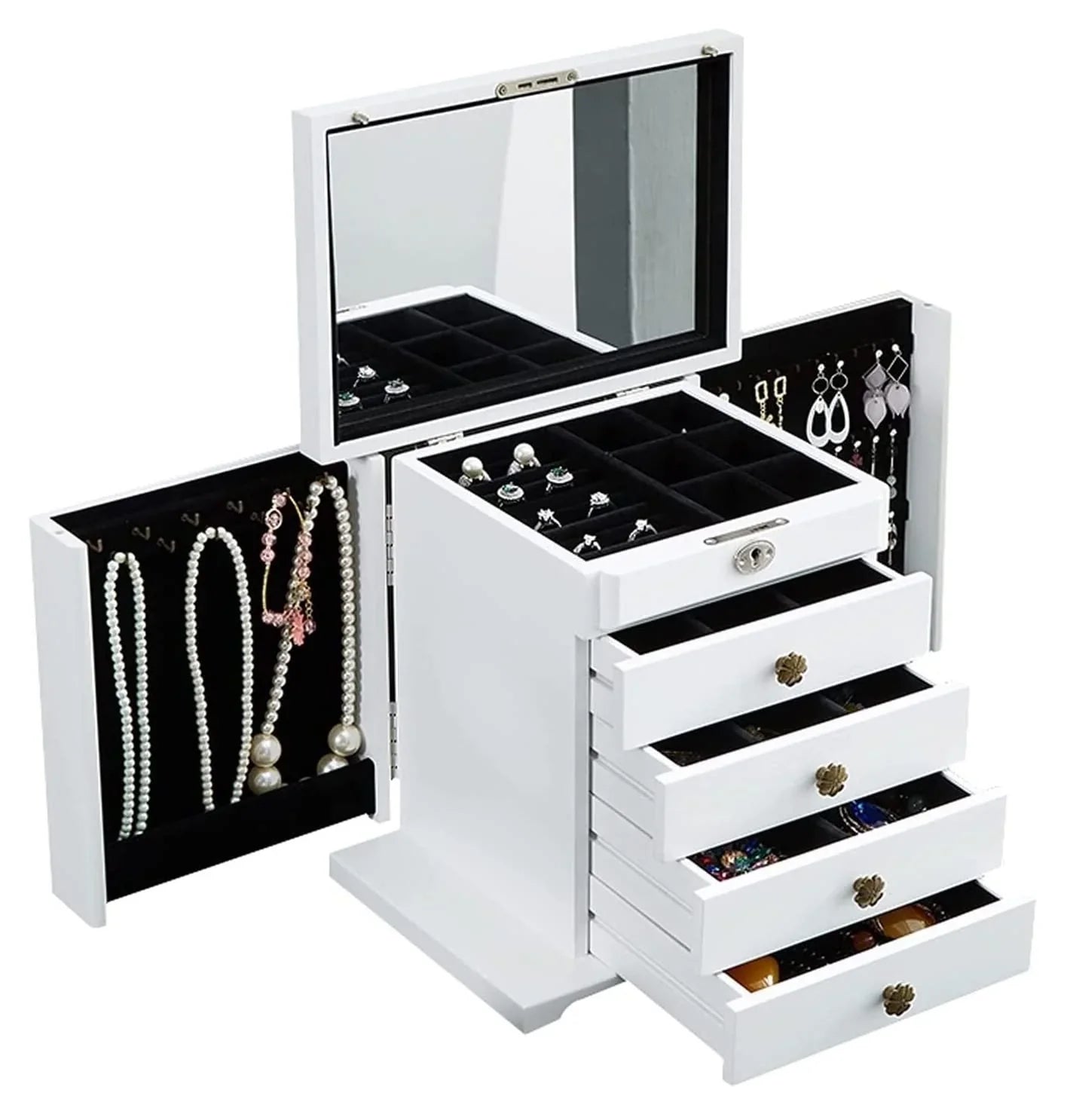 Caja organizadora de joyas de 5 niveles con gran capacidad