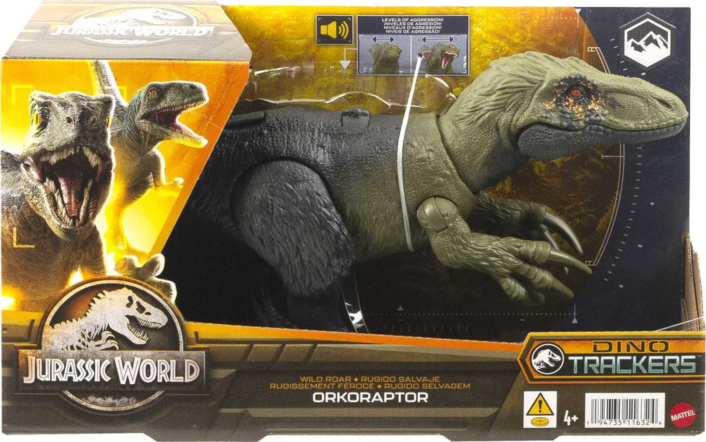 Figura de Dinosaurio Jurassic World Wild Roar Orkoraptor con Sonido