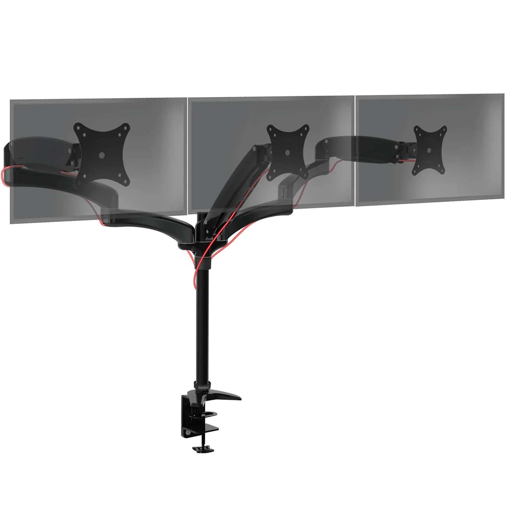 2025 Duronic Soporte para Monitor DM553 | Soporte triple para escritorio PC | NEGRO | Aluminio | Altura ajustable | Para tres pantallas LED/LCD de 15-27 pulgadas | Compatible con VESA 75/100 | Capacidad de 5 kg por pantalla