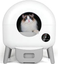 2025 Caja de Arena Autolimpiante - 110L Caja Automática para Gatos, Compatible con Todo Tipo de Arena, con 1 Rollo de Bolsas de Basura y Alfombrilla, Control por App, Color Gris Grande