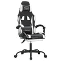 2025 Silla gaming giratoria reposapiés cuero sintético negro blanco V8635