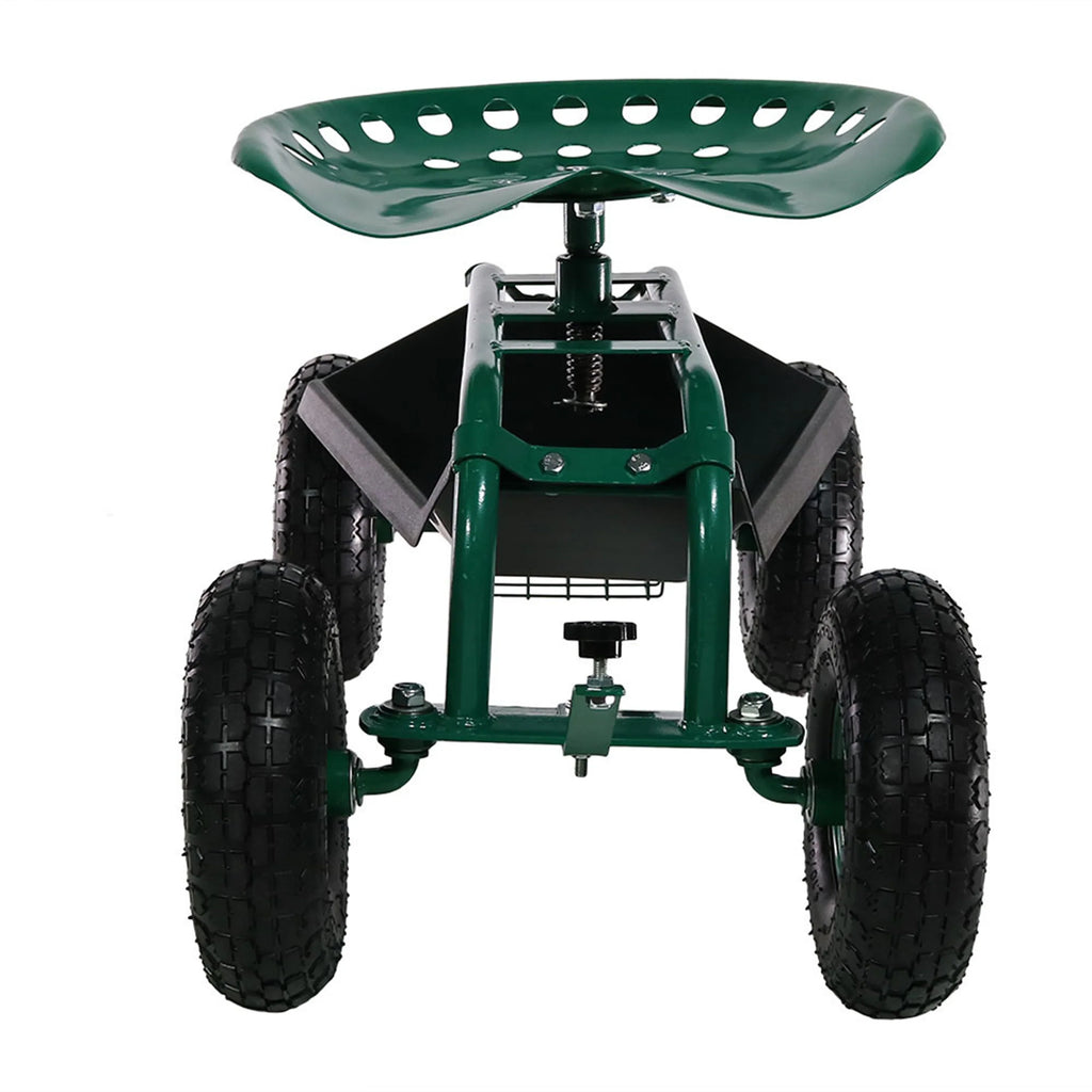 2025 Carrito de Jardín Rodante Sunnydaze con Asiento de Trabajo y Manillar de Dirección