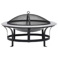 2025 Brasero con rejilla de acero inoxidable de 76 cm, fogón, atizador, pantalla contra chispas