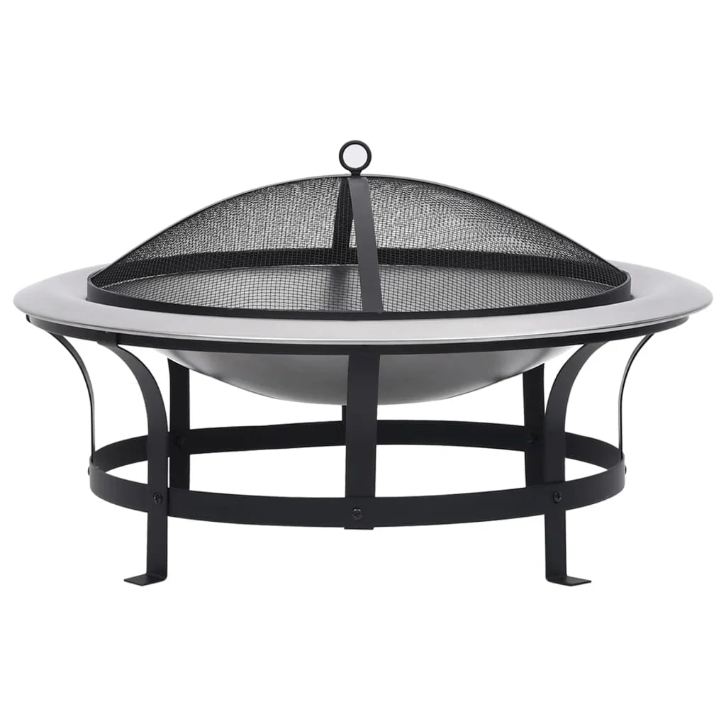 2025 Brasero con rejilla de acero inoxidable de 76 cm, fogón, atizador, pantalla contra chispas