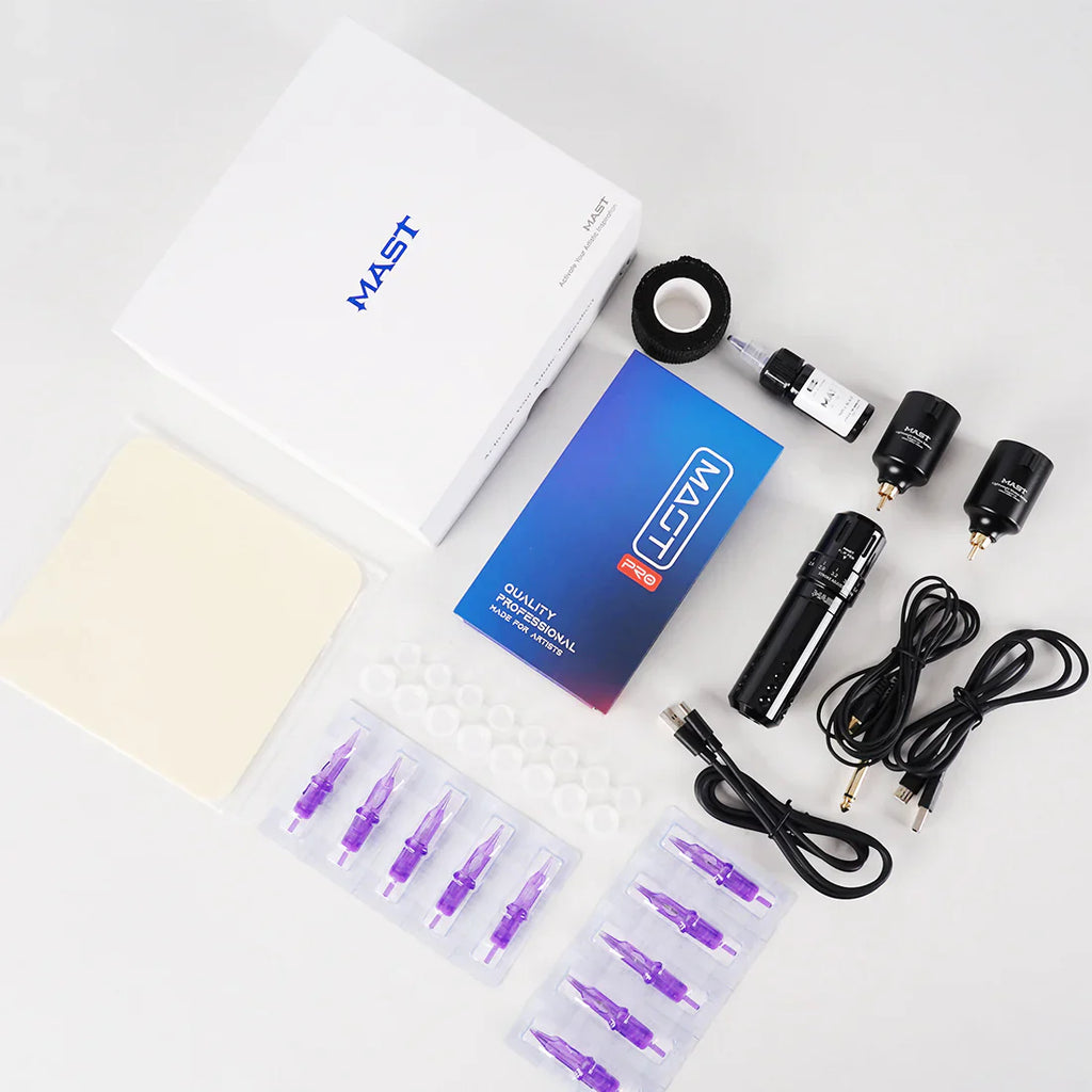 Máquina de Tatuaje Rotativa Mast Flip Tipo Bolígrafo con Kit de Batería Inalámbrica