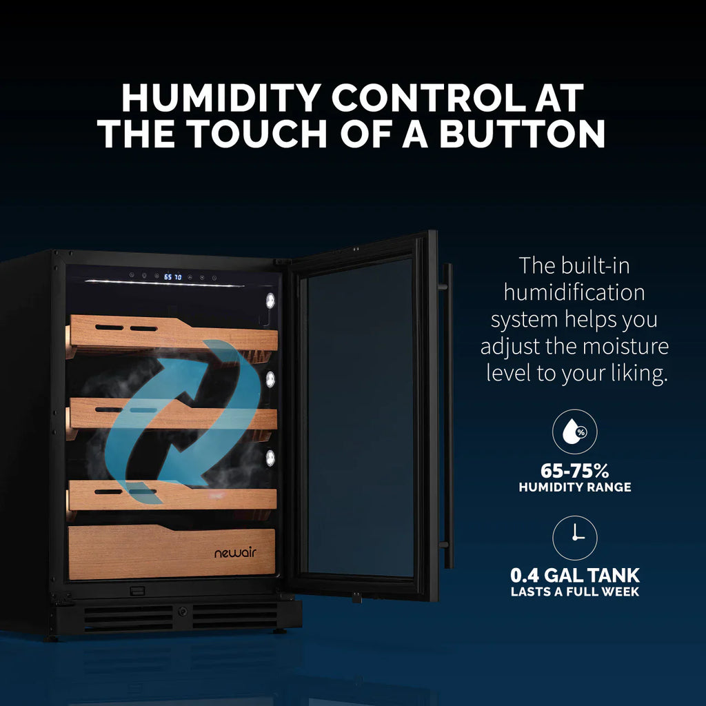 2025 Humidor eléctrico para puros Newair®, capacidad para 1,500 puros, empotrable o independiente