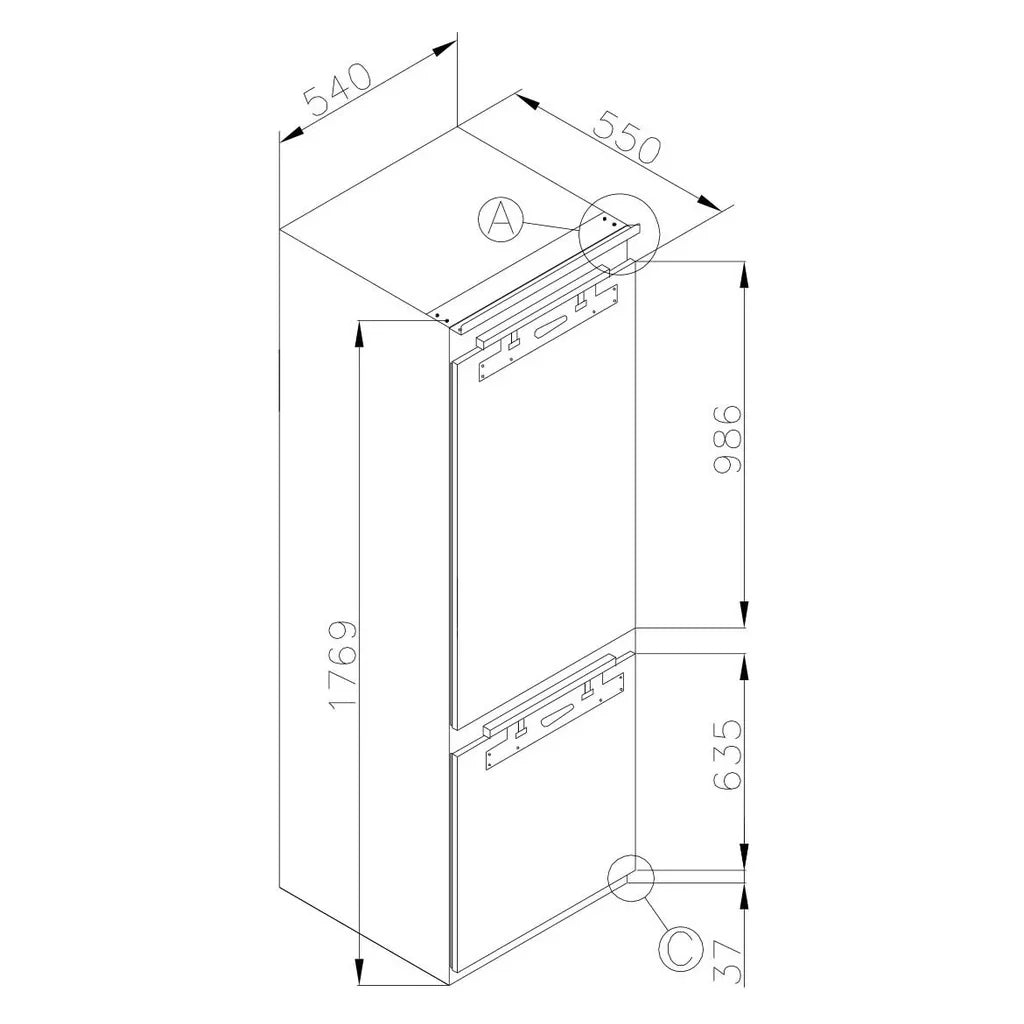 2025 Amica EKGCX 387 901 Frigorífico combi integrable con puerta fija