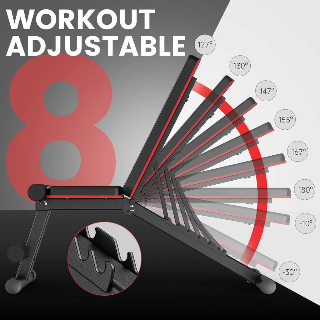 PASYOU Banco de Pesas, Banco Abdominal 7 en 1 Plegable, Banco de Entrenamiento Ajustable para Casa y Gimnasio, Negro, Capacidad 230 kg – Modelo PA300