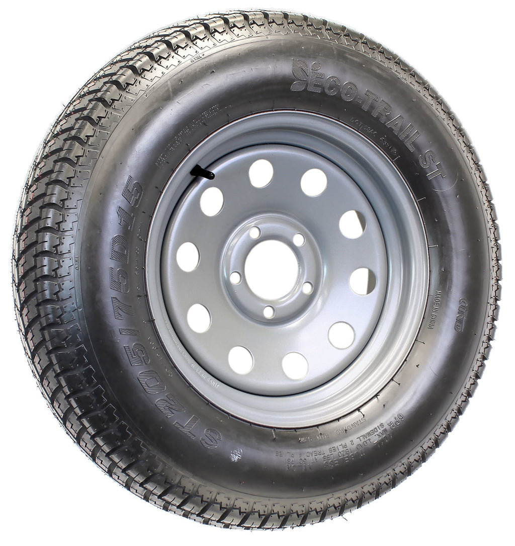Neumático de remolque montado en llanta ST205/75D15 F78-15 205/75-15 LRC 5 agujeros, llanta modular plateada