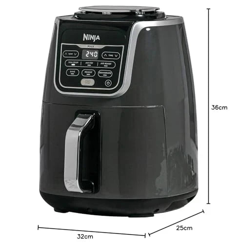 2025 Ninja AF160UK Maxi freidora de aire 5,2 L, 6 en 1, sin aceite, funciones Air Fry, Max Crisp, asar, hornear, recalentar, deshidratar, formato familiar, digital, cocción directa de alimentos congelados, recubrimiento antiadherente