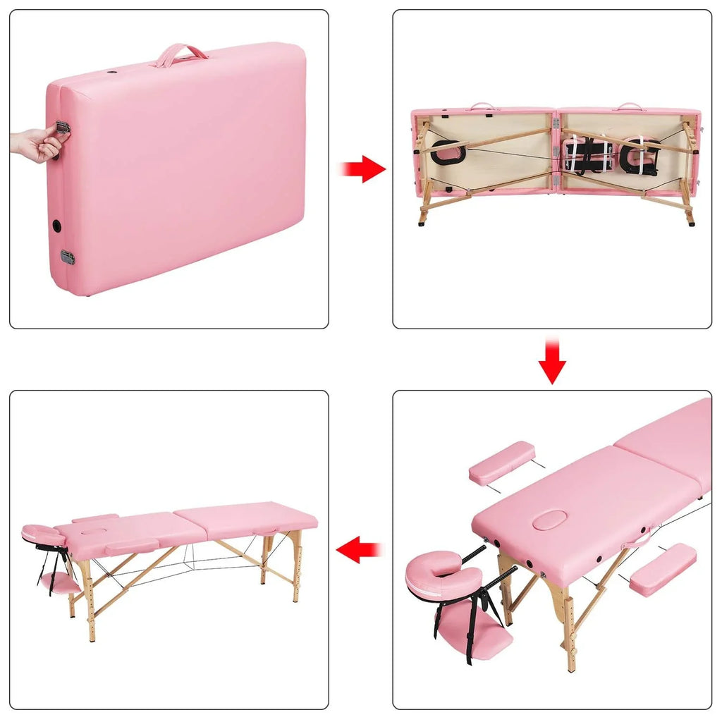 Mesa de Masajes Yaheetech – Mesa Plegable Portátil para Tratamientos, Pestañas, Spa – Mesa de Masaje Ajustable en 2 Secciones con Bolsa No Tejida, 24 pulgadas, Negra