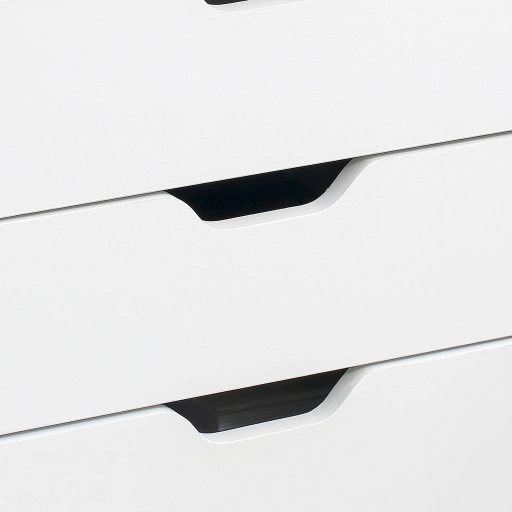 Cajonera Vertical de 7 Cajones, Mueble de Oficina Móvil con Ruedas, Blanco