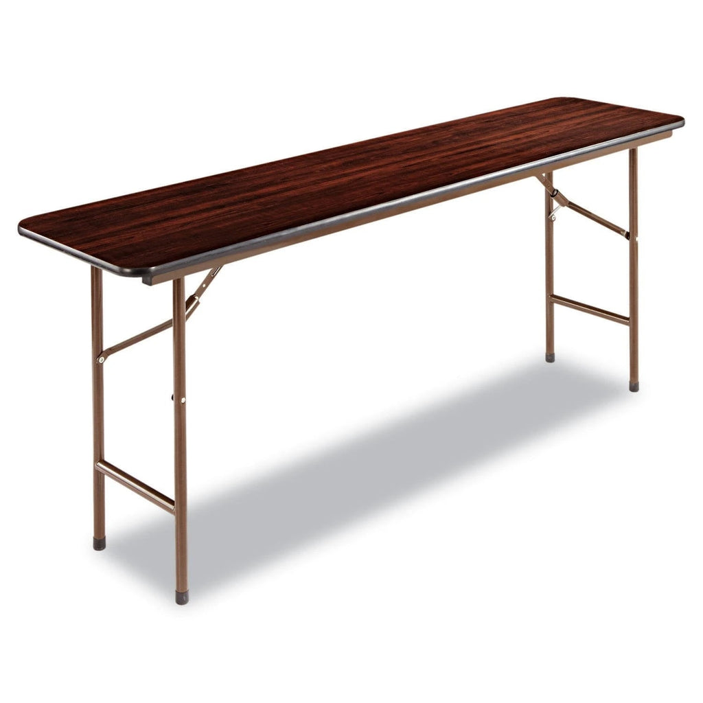 Mesa Plegable Rectangular de Madera Alera, 72″ de Ancho x 18″ de Fondo x 29″ de Alto, Color Caoba