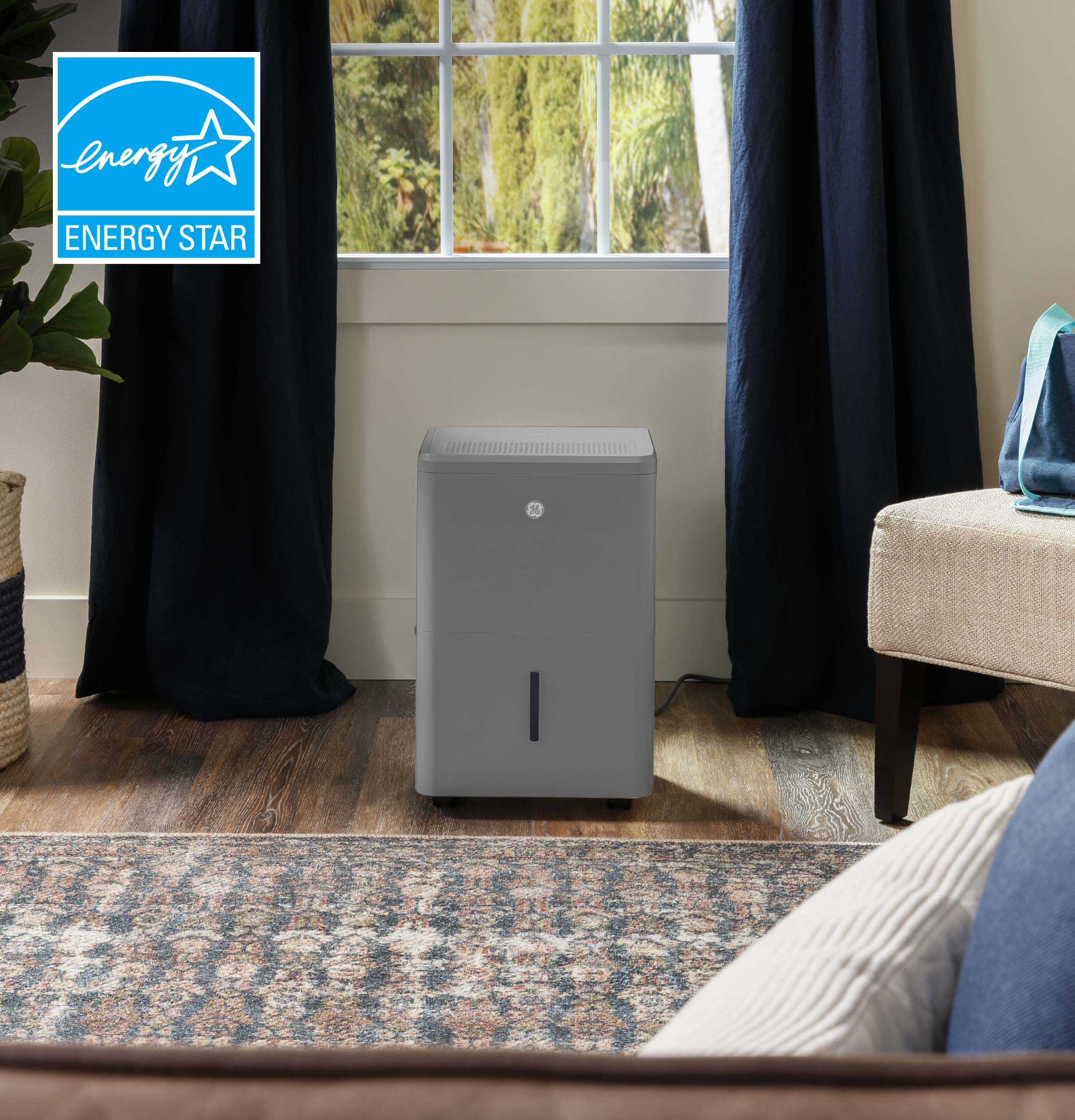 2025 GE Appliances ADYR50LC – Deshumidificador Portátil Certificado Energy Star® con Smart Dry para Espacios Húmedos