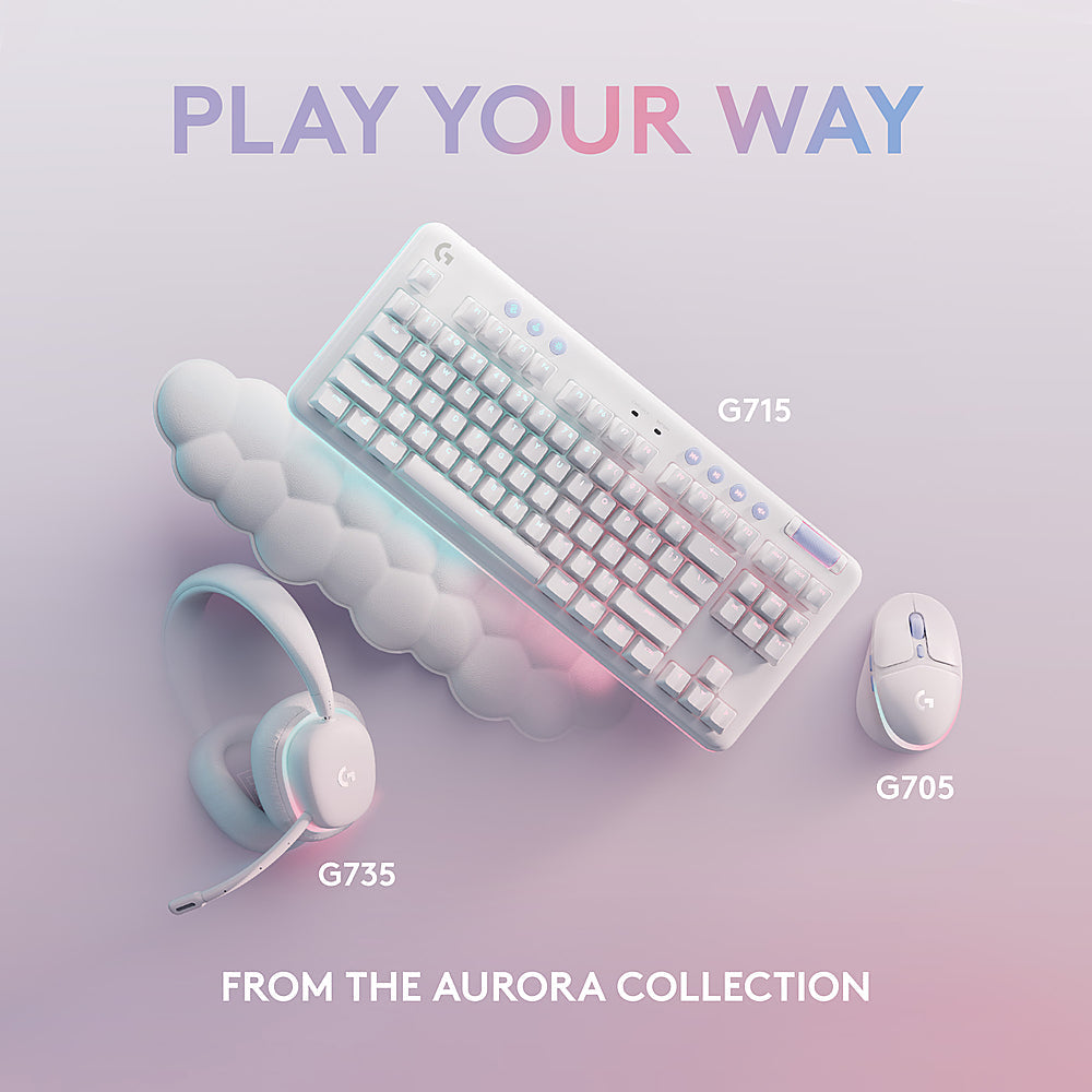 Logitech – Teclado Gaming Mecánico Cableado TKL G713 Aurora Collection con Interruptores Lineales para PC/Mac, con Reposa Palmas Incluido – Blanco Niebla