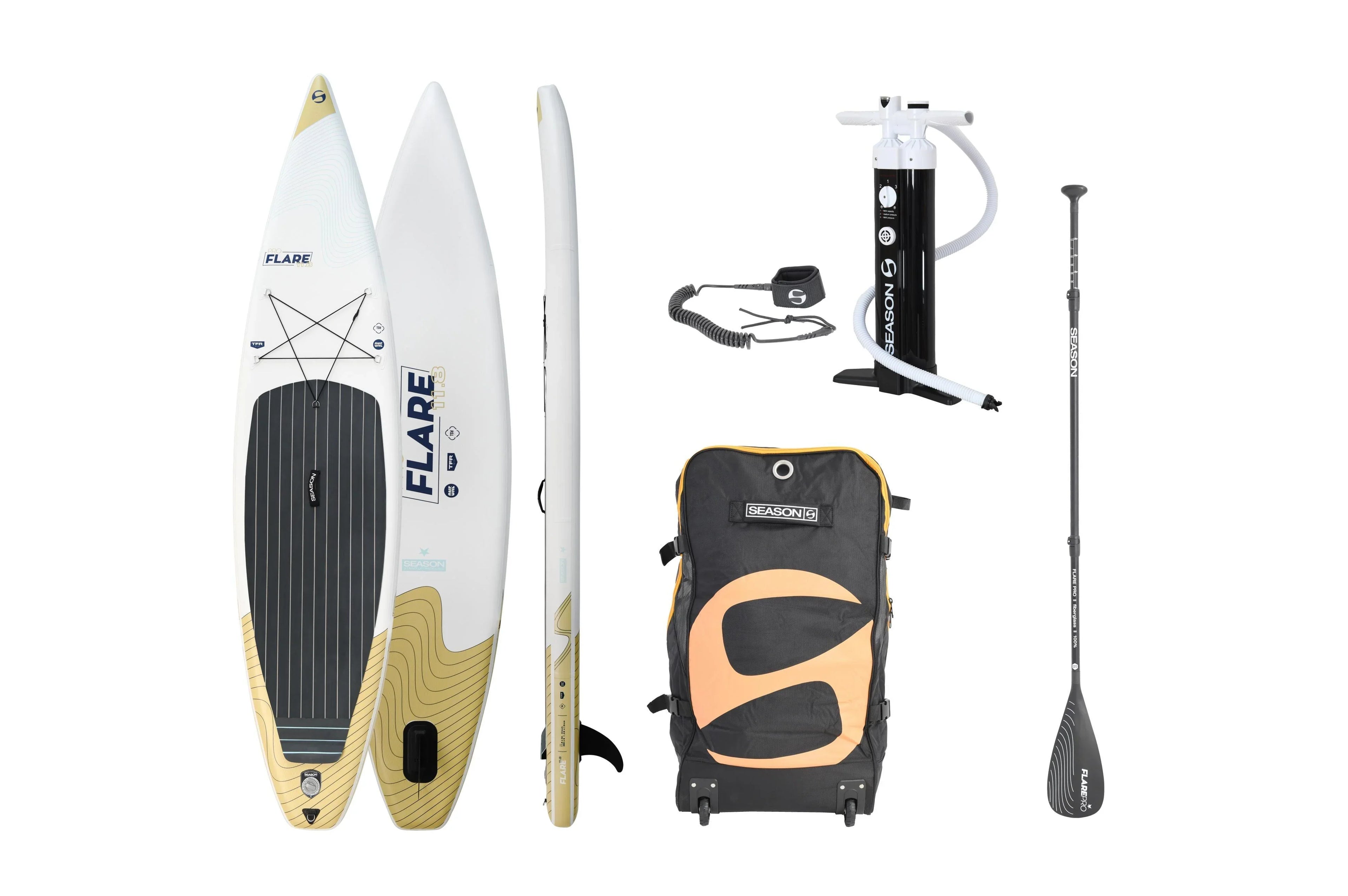 2025 Flare Pro 11.8 Tabla de SUP Allround Touring hinchable – Double Layer Fusion, con bomba, remo de fibra de vidrio y mochila con ruedas