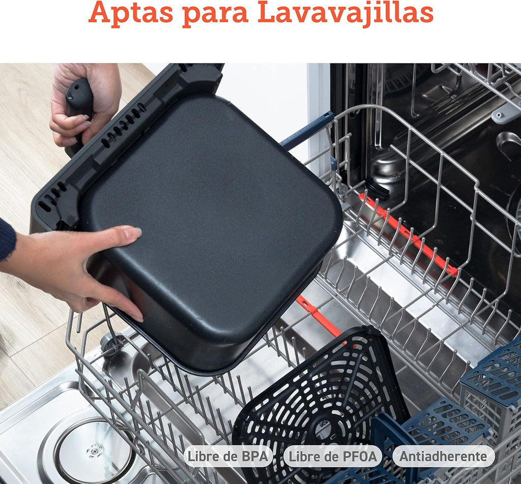 COSORI Freidora Inteligente Sin Aceite 6.4L, Freidora de Aire con Doble Calentamiento, Sin Revolver ni Precalentar, con Recetas en Español y 12 Programas, Gris Oscuro, Modelo CAF-P583S