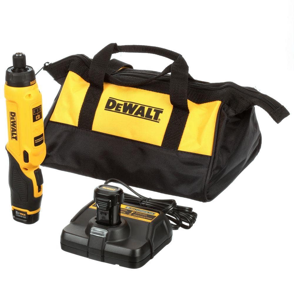 2025 Destornillador Giroscópico Inalámbrico 8V MAX con Mango Ajustable, (2) Baterías de 1.0Ah, Cargador y Bolsa DCF680N2