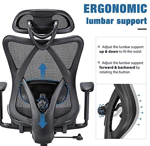2025 Silla de Oficina Ergonómica SUNNOW, Silla de Escritorio de Malla, Silla Ejecutiva de Respaldo Alto