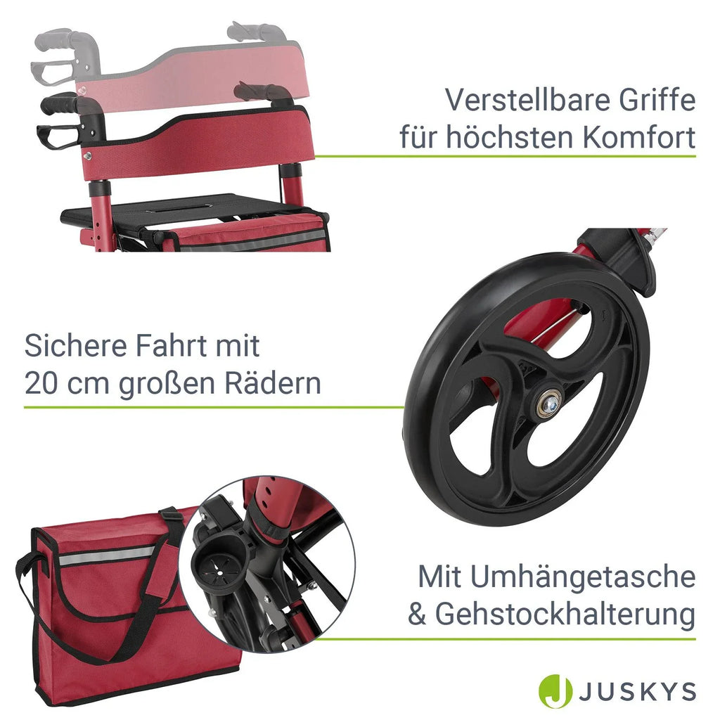 2025 Andador de aluminio Vital con asiento – Ligero, plegable y seguro