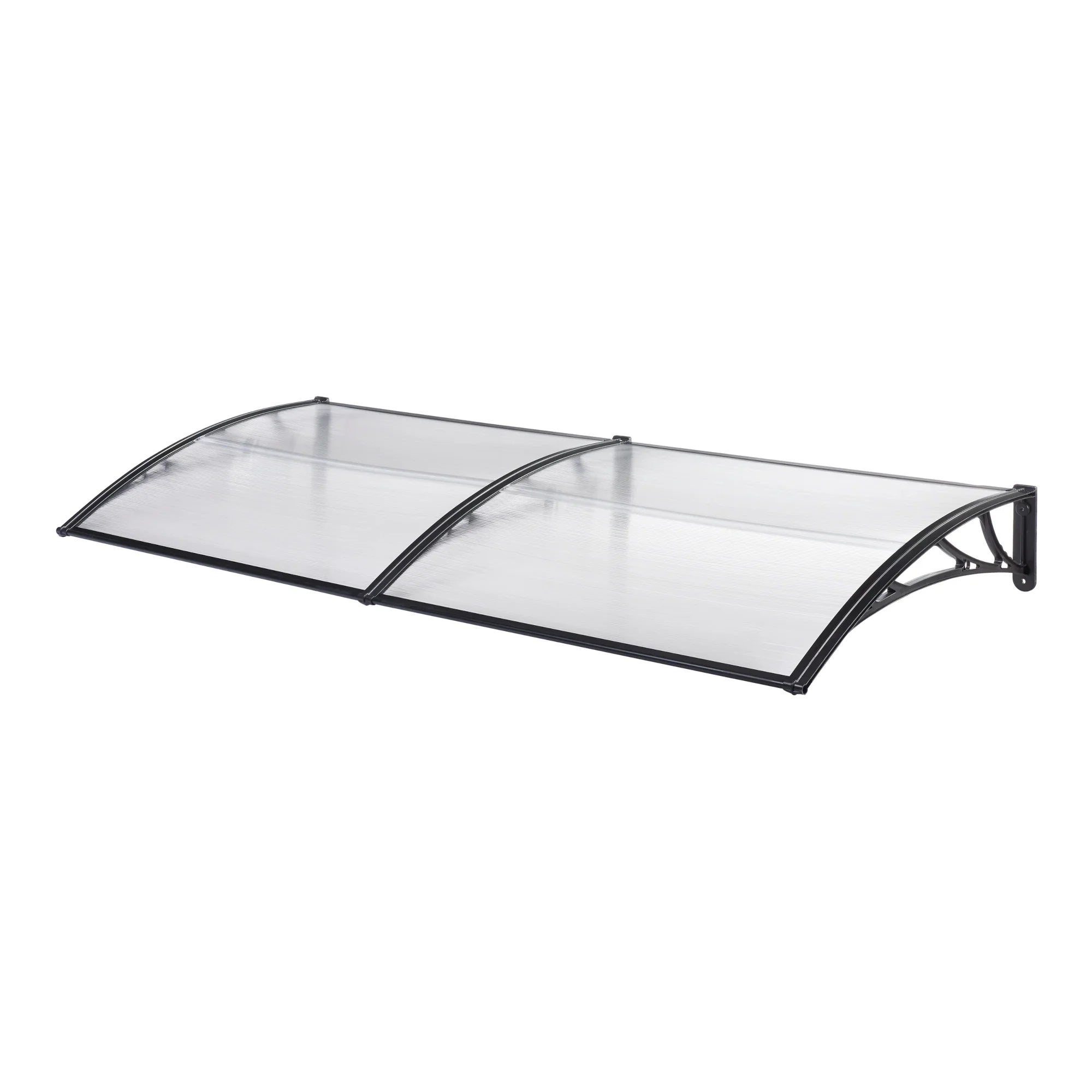 2025 Marquesina de diseño para puerta de entrada, marquesina de bienvenida resistente a la intemperie 200 x 100 cm, negro y transparente