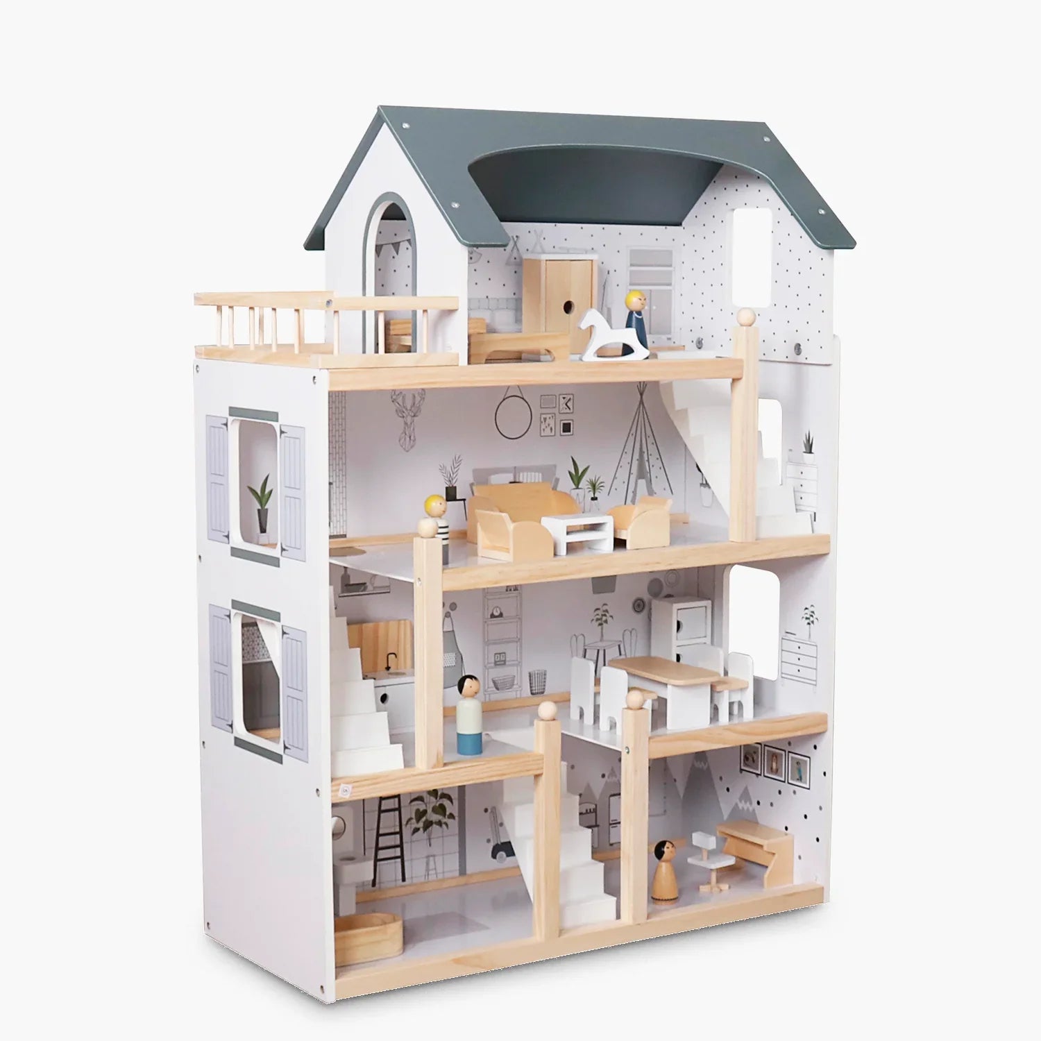 2025 Casita de Muñecas Infantil de Madera Agustina Multicolor
