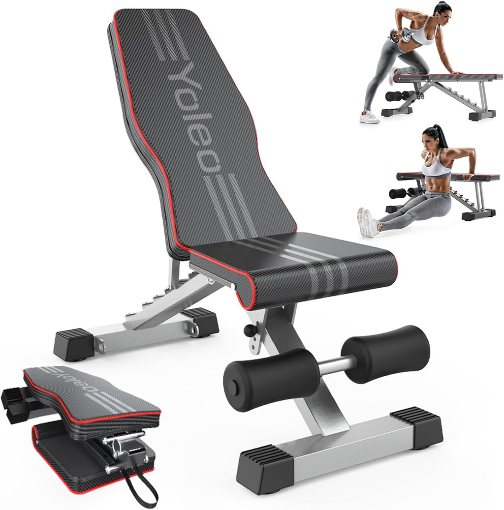2025 Banco de Musculación Ajustable Yoleo para Entrenamiento Completo del Cuerpo, Banco Plegable para Press de Banca