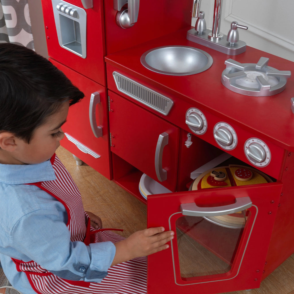 2025 Cocina de Juguete KidKraft Vintage Roja de Madera con Teléfono de Juguete