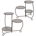 2025 Sunnydaze - Conjunto de 2 Soportes para Plantas de Metal con Diseño Ajedrezado y Acabado en Bronce
