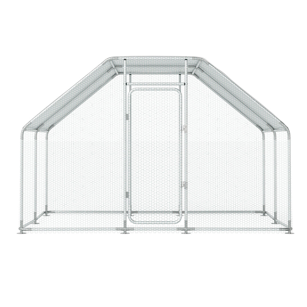 2025 Gran Jaula de Metal para Pollos en Espiral con Cubierta Impermeable y Anti-UV para Exteriores – Capacidad para 16 Aves