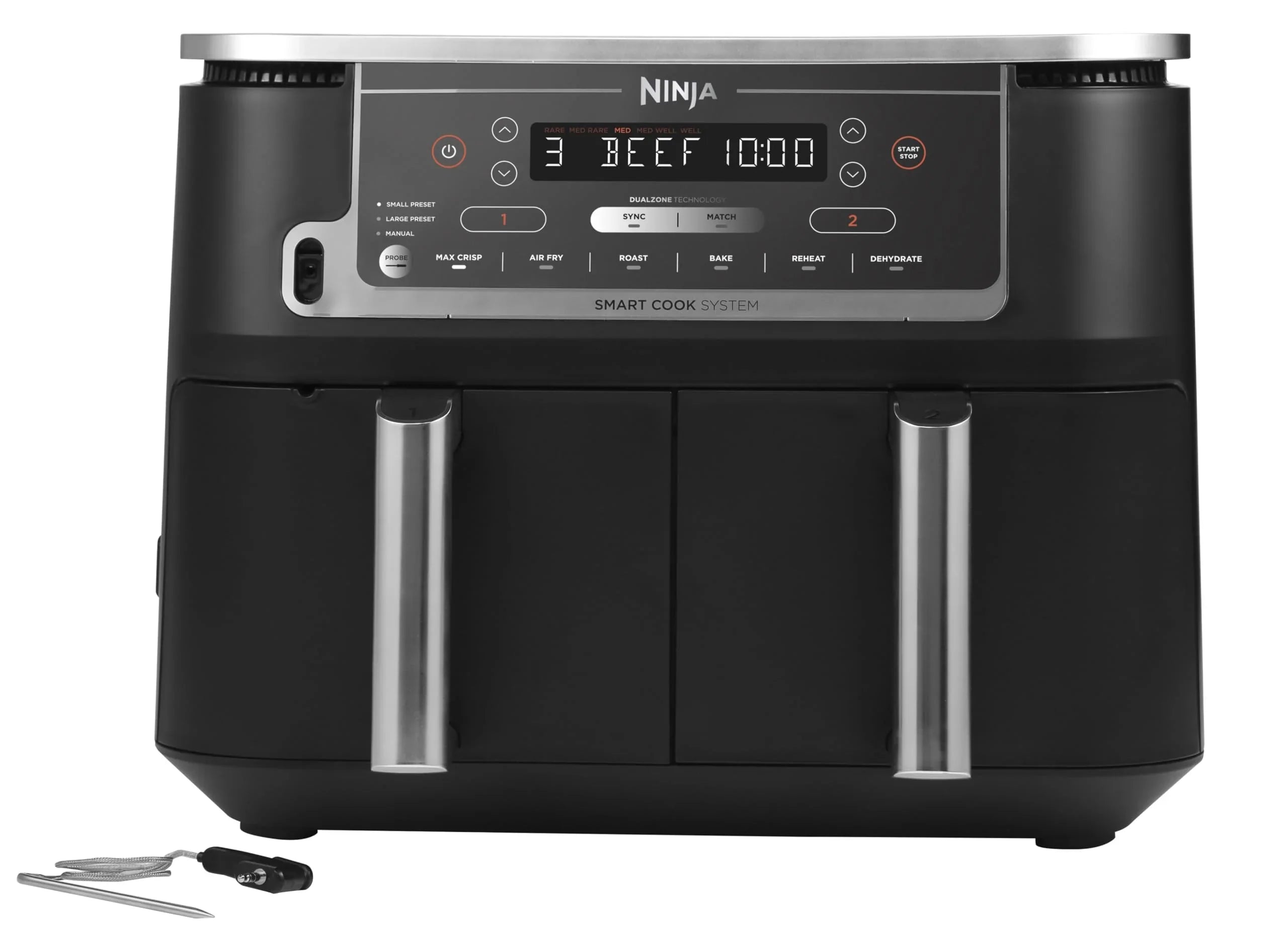 2025 Ninja AF451EU Foodi Max Freidora de Aire 9,5 L, 2470 W, Pantalla Táctil LED, Negro