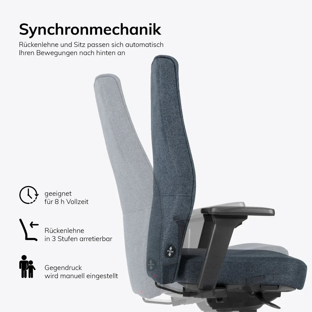2025 Silla de Oficina Ergonómica lento Genesis | Reposabrazos | Asiento Deslizante | Soporte Lumbar | Tapizado de Lana