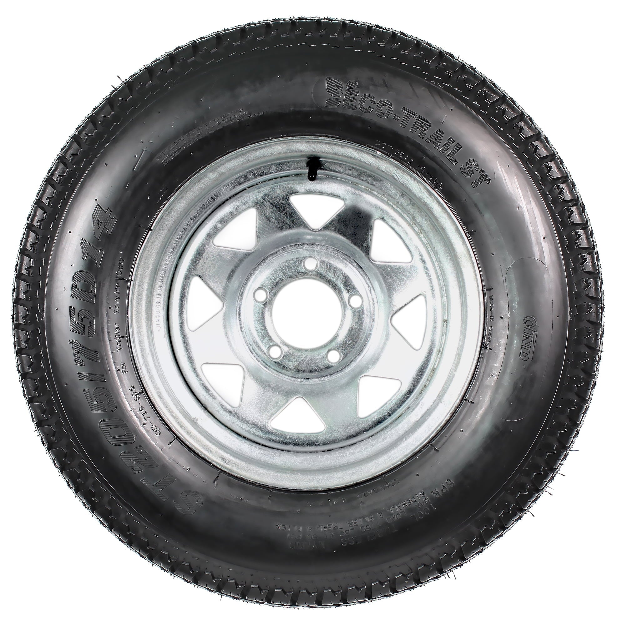 Neumático para remolque montado en llanta ST205/75D14 205/75-14 F78-14 Rueda de 5 pernos con radios galvanizados