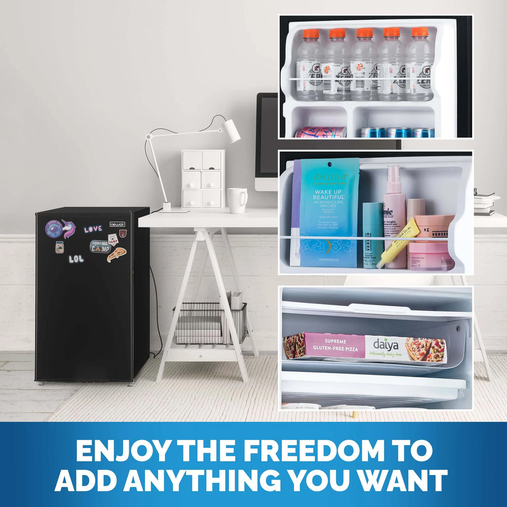 2025 Newair® Mini refrigerador compacto con congelador, 3,3 pies cúbicos – Negro