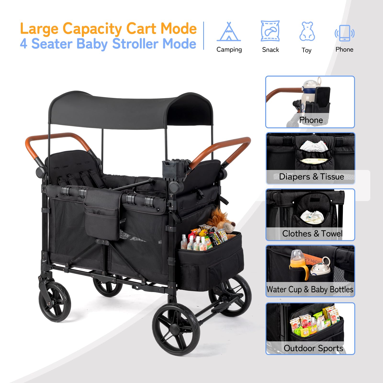 2025 Carrito de Paseo JOYMOR con Asientos y Protección UV WS1CB4SP