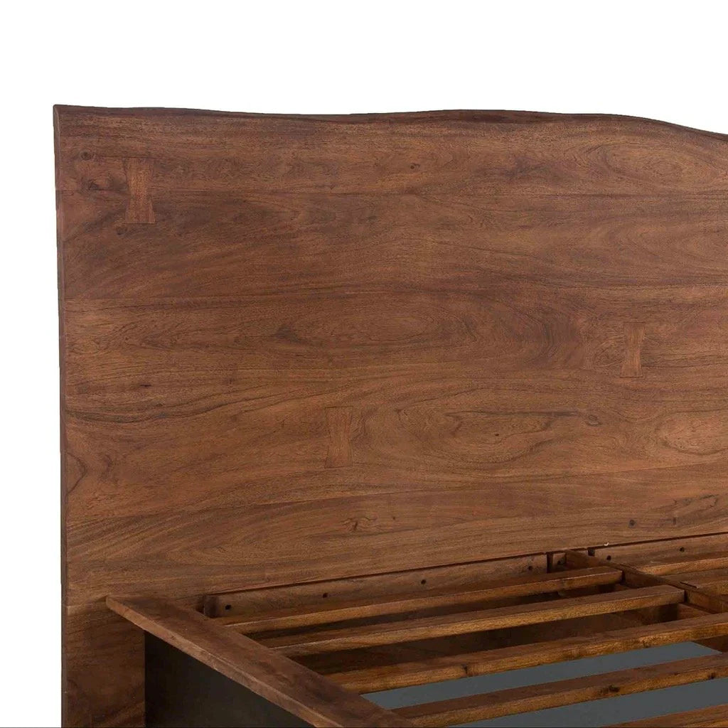 Cama San Marino de Madera Maciza de Acacia – Diseño Orgánico y Moderno
