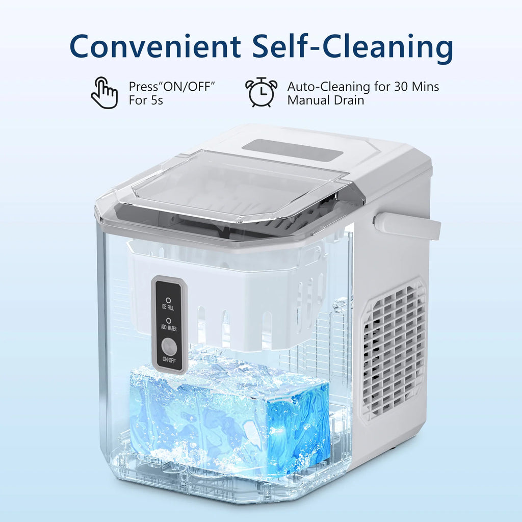 2025 Máquina de hielo de encimera EUHOMY – 12 kg/24 h, portabilidad incomparable