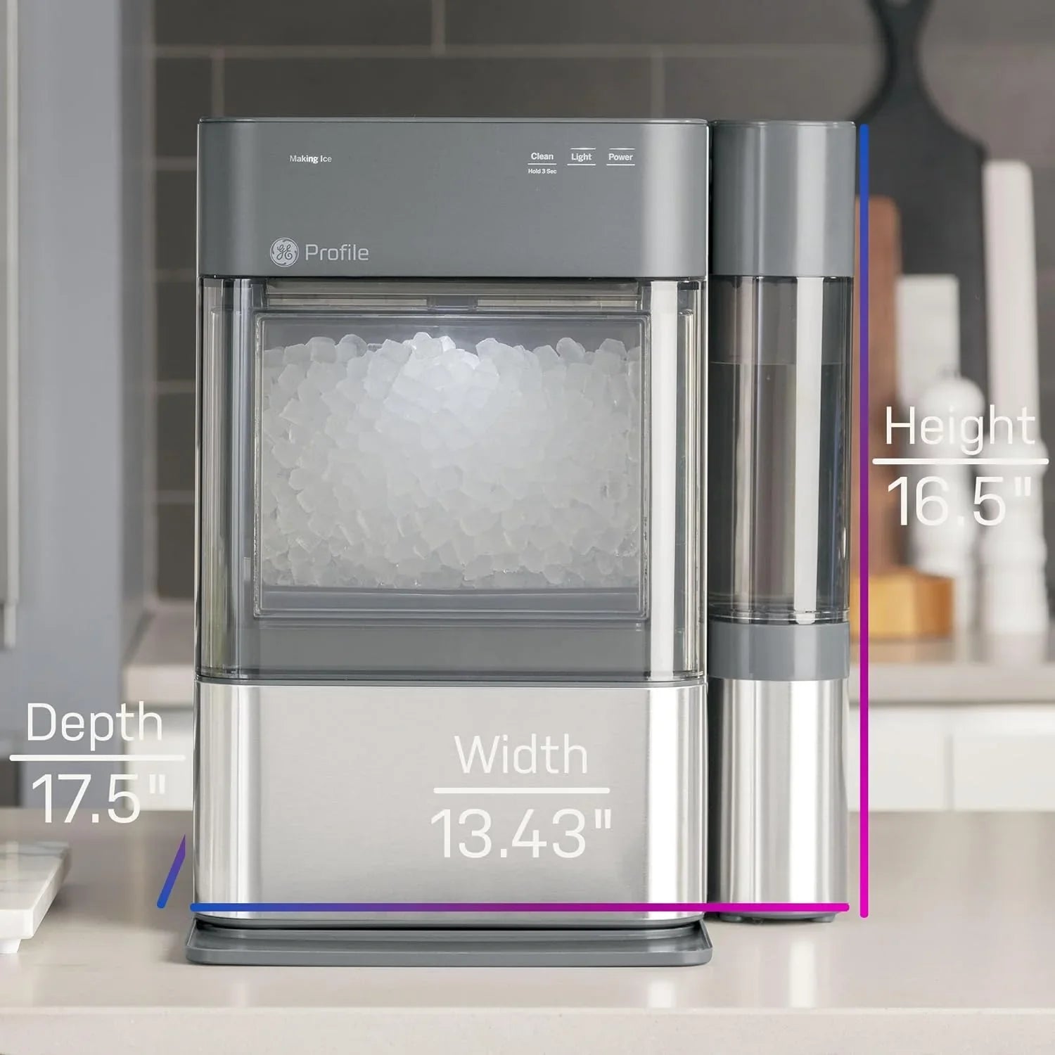 2025 GE Profile Opal 2.0 – Máquina de hielo tipo nugget con depósito de 0,75 galones, acero inoxidable