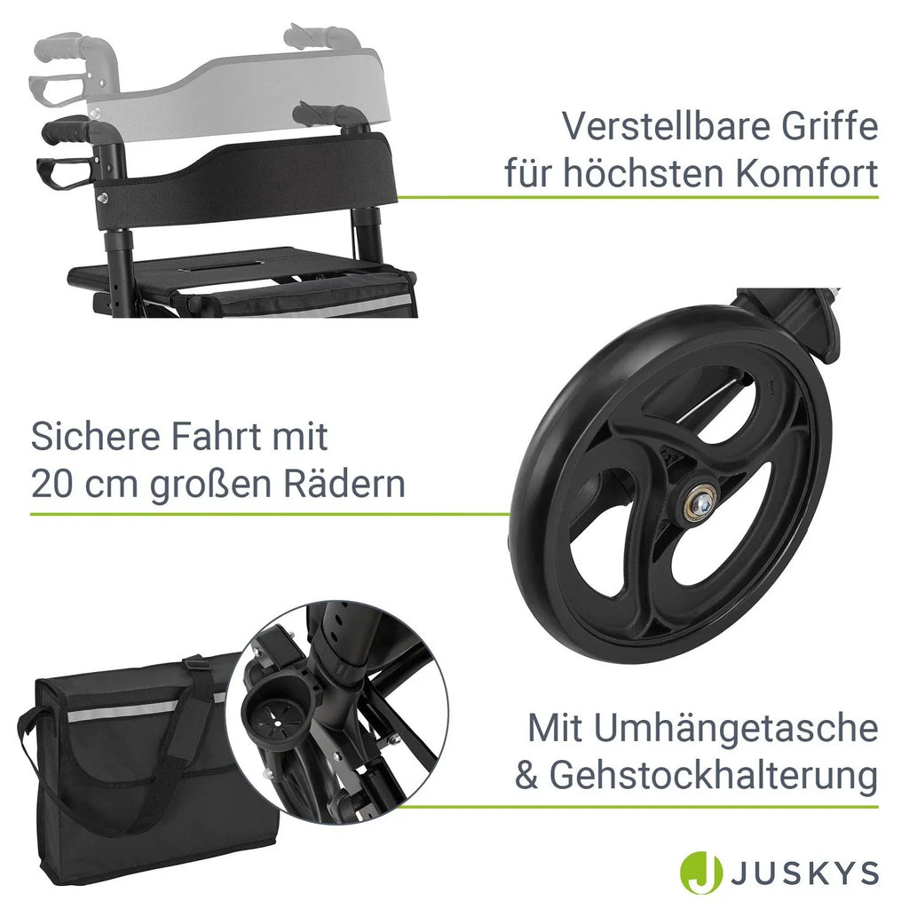2025 Andador de aluminio Vital con asiento – Ligero, plegable y seguro
