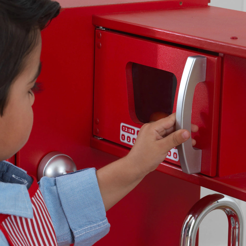 2025 Cocina de Juguete KidKraft Vintage Roja de Madera con Teléfono de Juguete