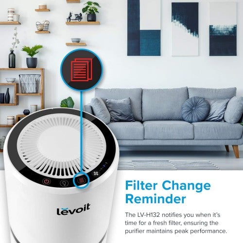 Purificador de Aire LEVOIT para Hogares con Fumadores, Alergias y Pelo de Mascotas, Filtro HEPA Verdadero, Silencioso para Dormitorio, Sistema de Filtración y Eliminadores de Olores, Humo, Polvo, Moho, Luz Nocturna, LV-H132, Paquete de 2