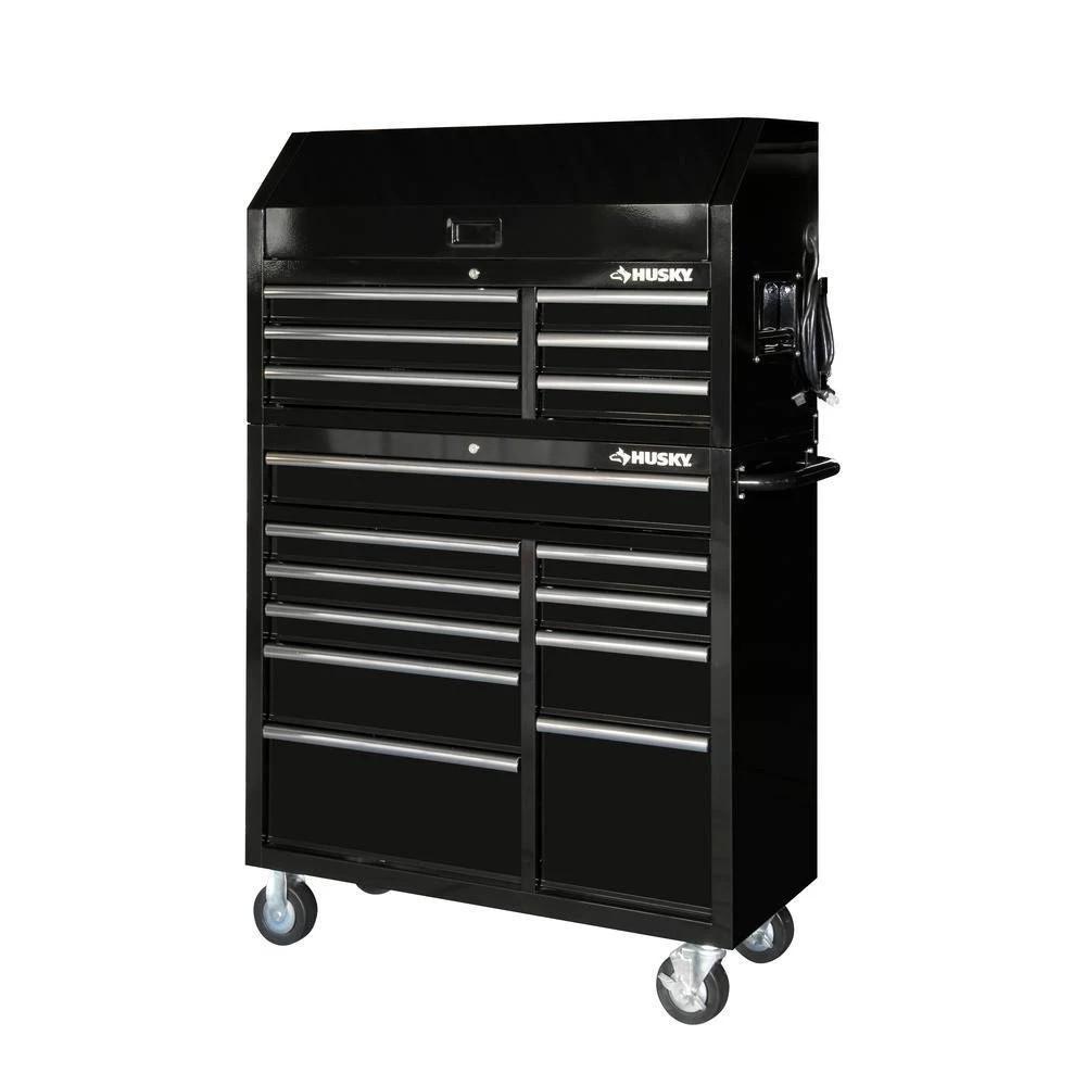 Caja y gabinete para herramientas combo de 16 cajones de 41 pulgadas en negro brillante
