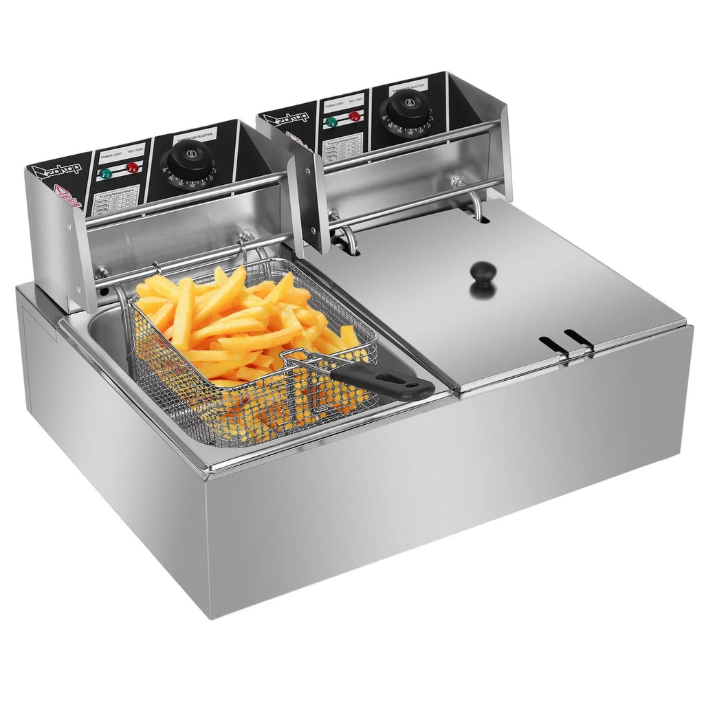 Freidora profesional de acero inoxidable SalonMore de 5000 W, capacidad de 12,7 cuartos con cesta extraíble