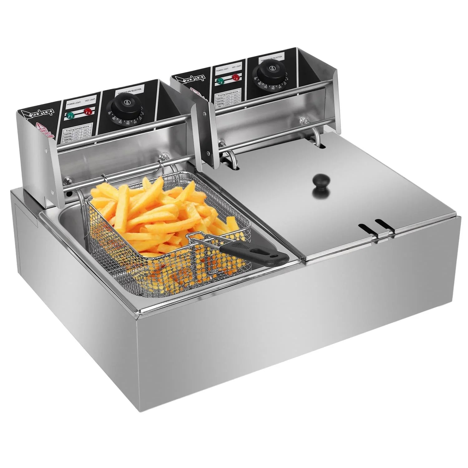 Freidora profesional de acero inoxidable SalonMore de 5000 W, capacidad de 12,7 cuartos con cesta extraíble