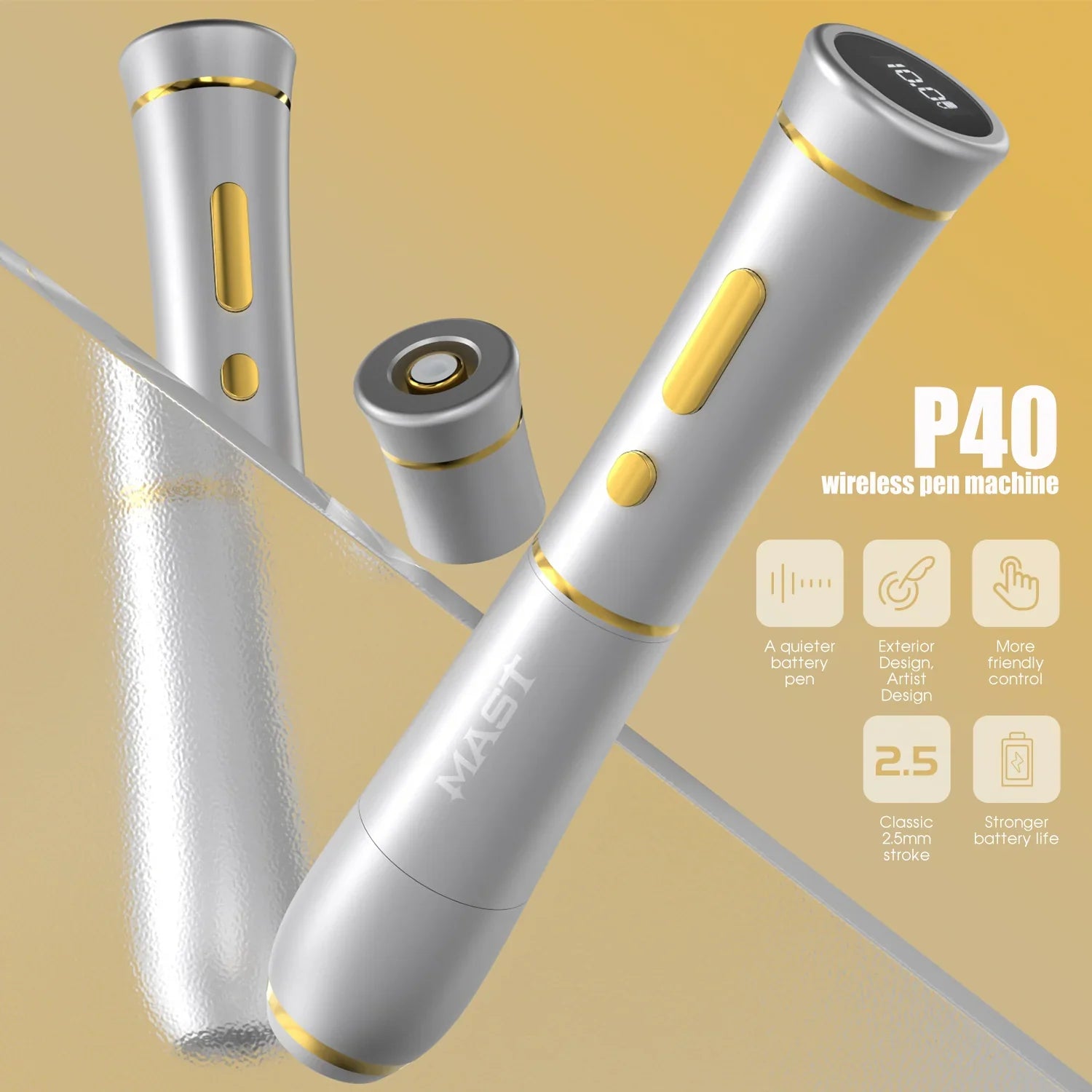 Máquina de Tatuaje Pen Inalámbrica Mast P40 con Recorrido de 2.5 mm