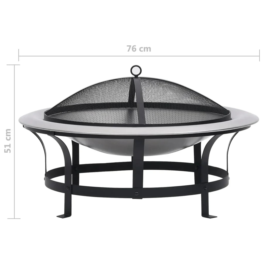 2025 Brasero con rejilla de acero inoxidable de 76 cm, fogón, atizador, pantalla contra chispas