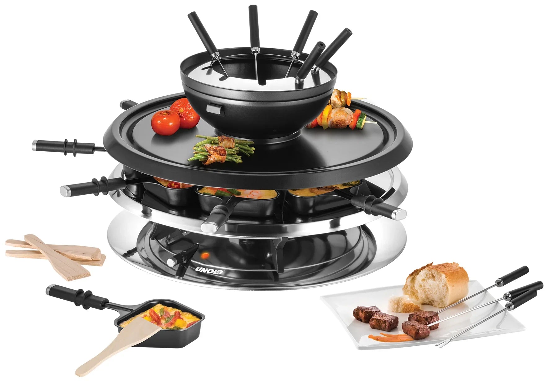 2025 Raclette Multi 4 en 1 – Set de raclette versátil con libro de recetas