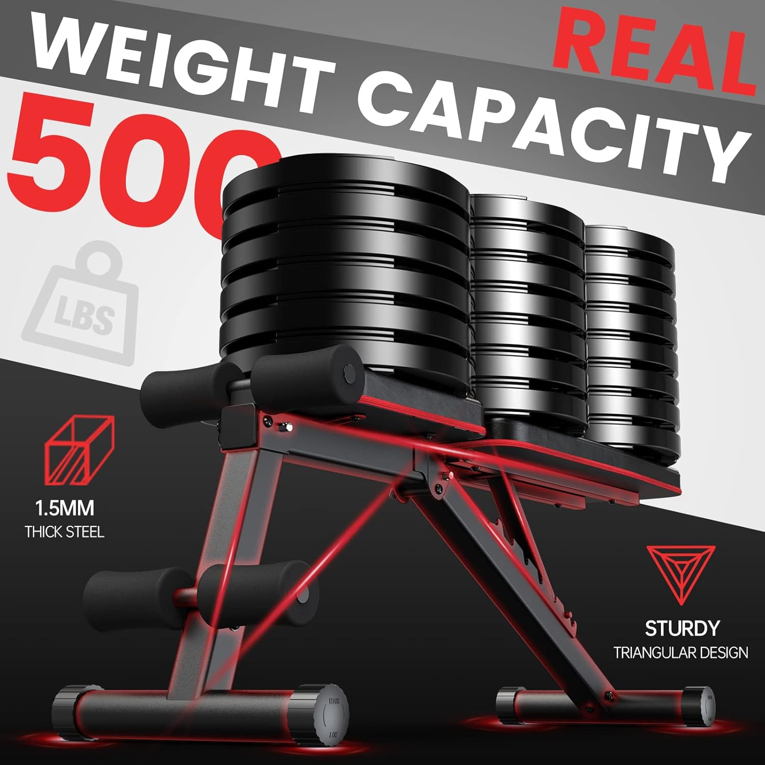 PASYOU Banco de Pesas, Banco Abdominal 7 en 1 Plegable, Banco de Entrenamiento Ajustable para Casa y Gimnasio, Negro, Capacidad 230 kg – Modelo PA300